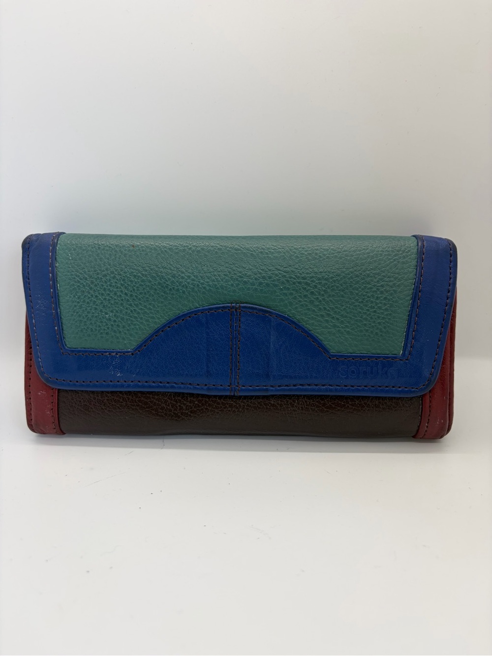 Soruka Multi-Color Leather Half Moon Flap Wallet - Eco-Friendly Patchwork